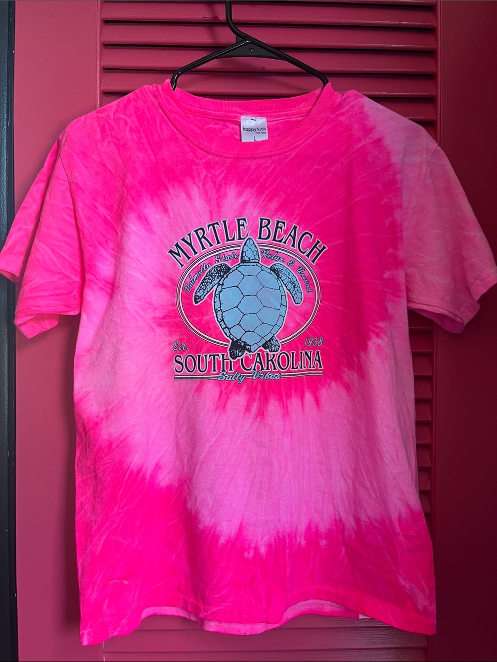 Myrtle Beach Kids' Pink Tie-Dye Sea Turtle Tee
